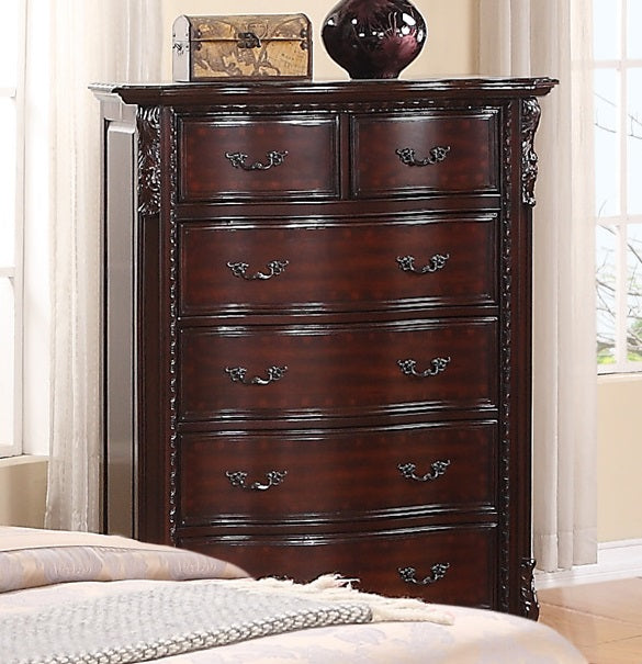 Crown Mark Furniture Sheffield 6-Drawer Chest in Dark Cherry - Golden Home Furniture (Columbus, OH) - Multi Location