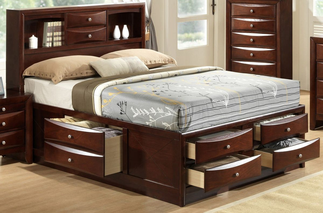Crown Mark Furniture Emily Captain's King Bed in Rich Cherry - Golden Home Furniture (Columbus, OH) - Multi Location