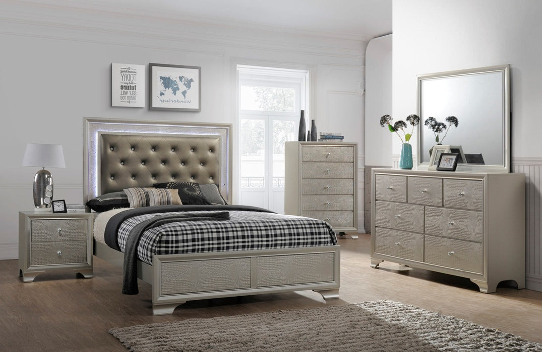 Crown Mark Lyssa 2 Drawer Nightstand in Embossed Crocodile Pattern - Golden Home Furniture (Columbus, OH) - Multi Location
