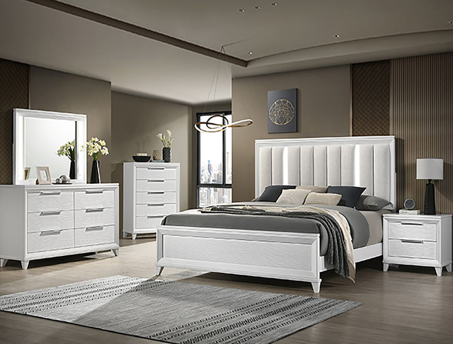 Crown Mark Furniture Cressida King Upholstered Panel Bed in White B7300-K - Golden Home Furniture (Columbus, OH) - Multi Location
