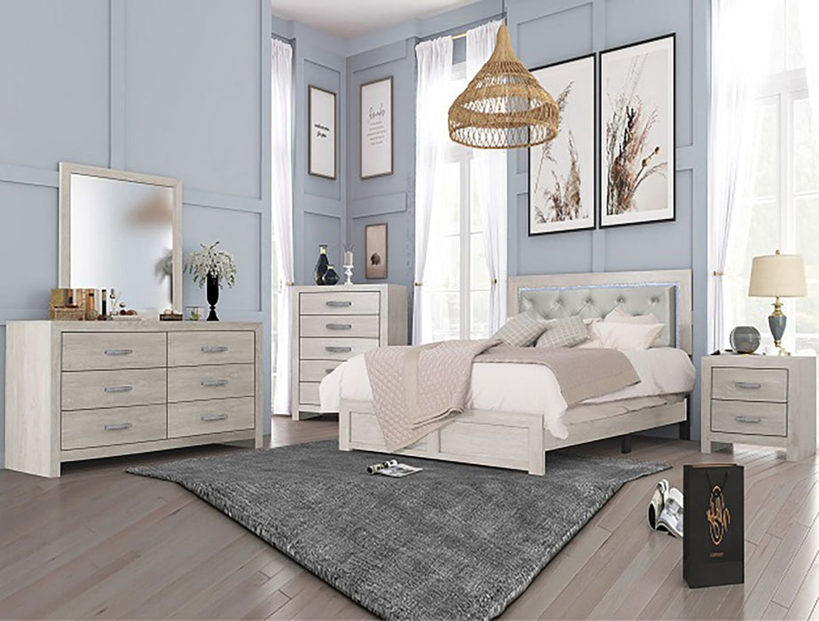 Crown Mark Furniture Jaylen King Upholstered Panel Bed in Gray - Golden Home Furniture (Columbus, OH) - Multi Location