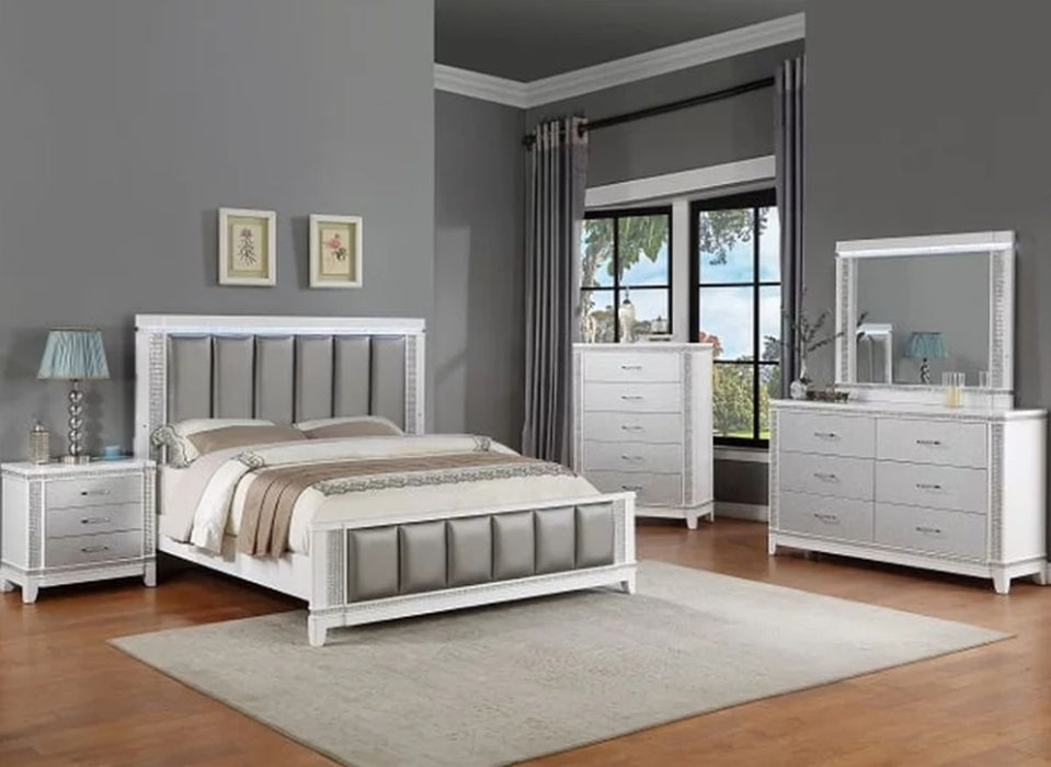Crown Mark Furniture Ariane Nightstand in White and Silver B1690-2 - Golden Home Furniture (Columbus, OH) - Multi Location