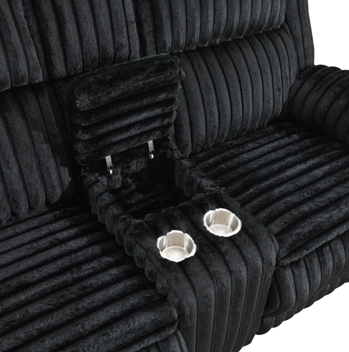 Black Corduroy Motion Loveseat