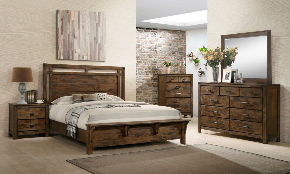 Crown Mark Furniture Curtis King Panel Bed in Rustic - Golden Home Furniture (Columbus, OH) - Multi Location