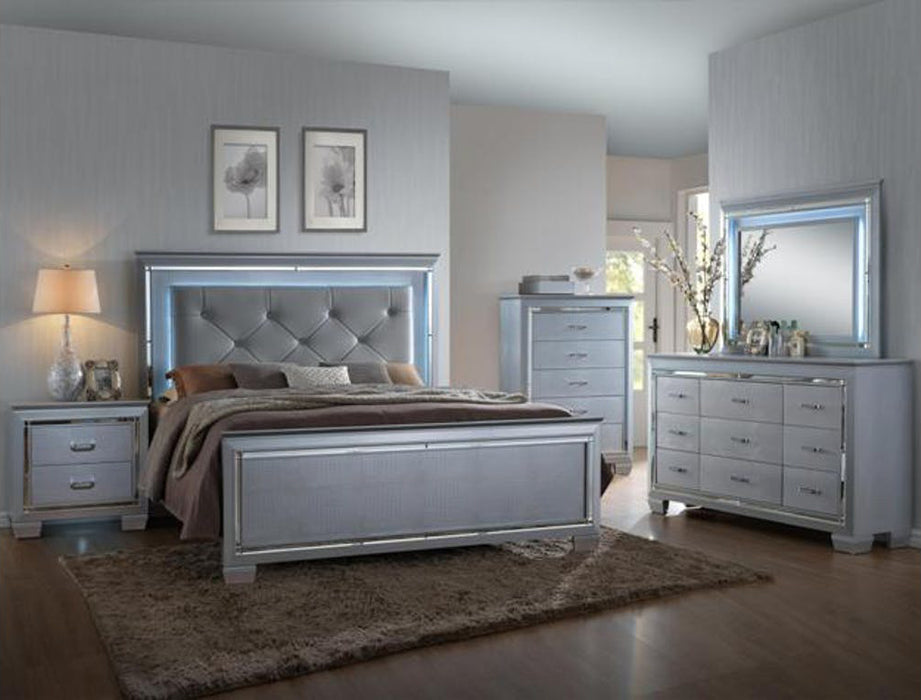 Crown Mark Furniture Lillian Queen Panel Bed in Silver - Golden Home Furniture (Columbus, OH) - Multi Location
