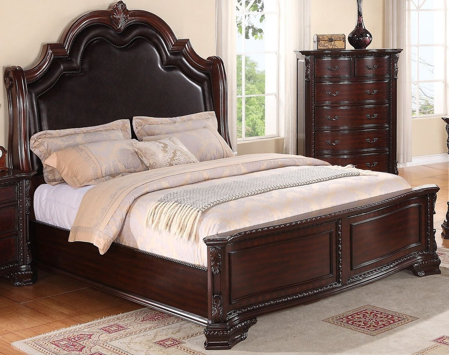 Crown Mark Furniture Sheffield Upholstered King Bed in Dark Cherry - Golden Home Furniture (Columbus, OH) - Multi Location