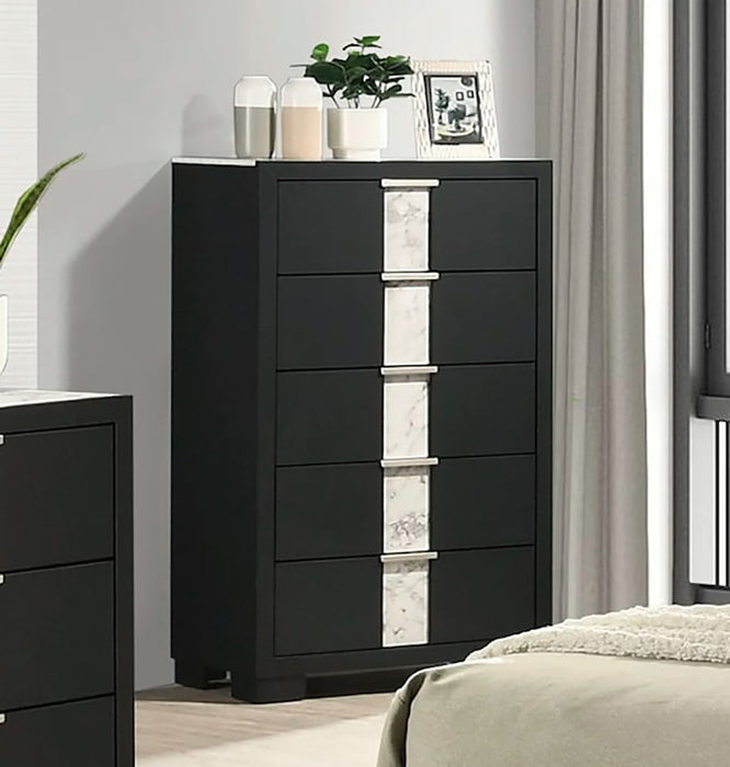 Crown Mark Furniture Rangley 5 Drawer Chest in Black - Golden Home Furniture (Columbus, OH) - Multi Location