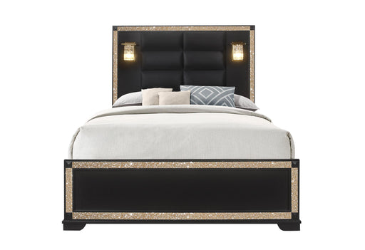 BLAKE BLACK QUEEN BED WITH LAMPS - Golden Home Furniture (Columbus, OH) - Multi Location