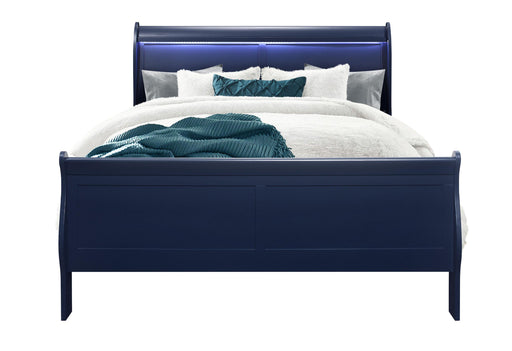 CHARLIE BLUE QUEEN BED WITH LED - Golden Home Furniture (Columbus, OH) - Multi Location