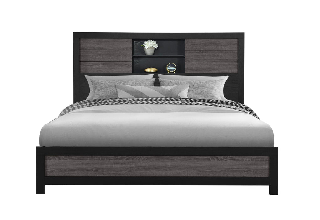 LISBON GREY/BLACK BOOKCASE KING BED - Golden Home Furniture (Columbus, OH) - Multi Location