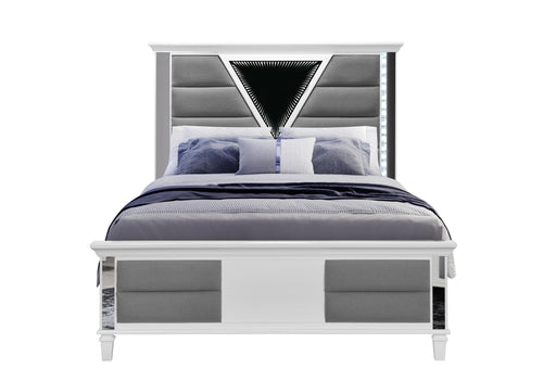 MARCO METALLIC WHITE QUEEN BED WITH LED 3D MIRROR - Golden Home Furniture (Columbus, OH) - Multi Location