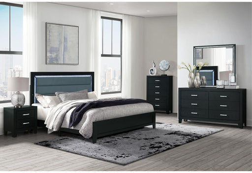 REID BLACK FULL BED WITH LED - Golden Home Furniture (Columbus, OH) - Multi Location