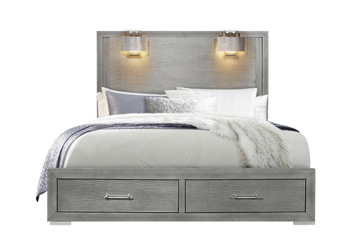 TIFFANY SILVER KING BED WITH LAMPS - Golden Home Furniture (Columbus, OH) - Multi Location