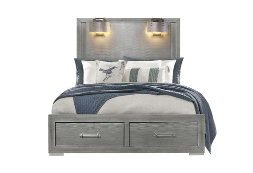 TIFFANY SILVER QUEEN BED WITH LAMPS - Golden Home Furniture (Columbus, OH) - Multi Location