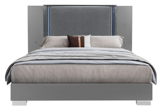 YLIME SMOOTH SILVER QUEEN BED WITH LED - Golden Home Furniture (Columbus, OH) - Multi Location
