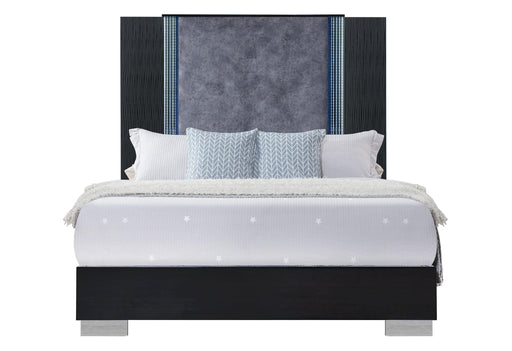 YLIME WAVY BLACK QUEEN BED WITH LED - Golden Home Furniture (Columbus, OH) - Multi Location