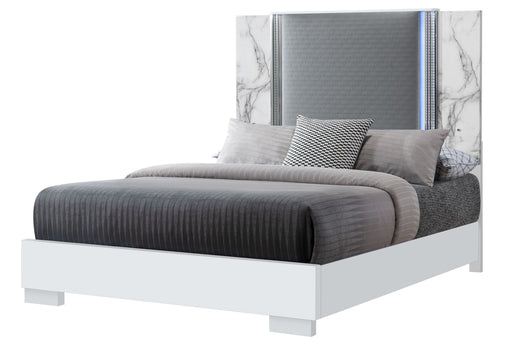 Ylime White Marble Queen Bed With Led - Golden Home Furniture (Columbus, OH) - Multi Location