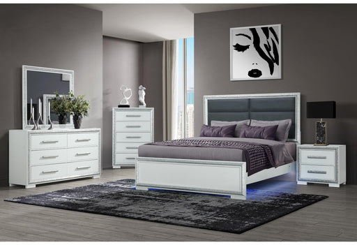 ANDROS SILVER QUEEN BED GROUP W/LED - Golden Home Furniture (Columbus, OH) - Multi Location