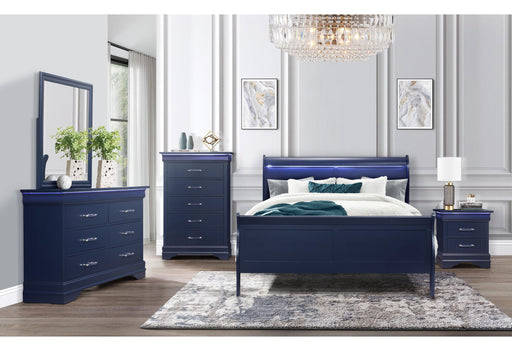 CHARLIE BLUE FULL BED GROUP WITH LED - Golden Home Furniture (Columbus, OH) - Multi Location