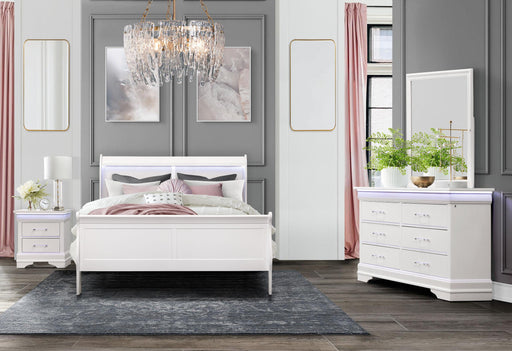 CHARLIE WHITE KING BED GROUP WITH LED - Golden Home Furniture (Columbus, OH) - Multi Location