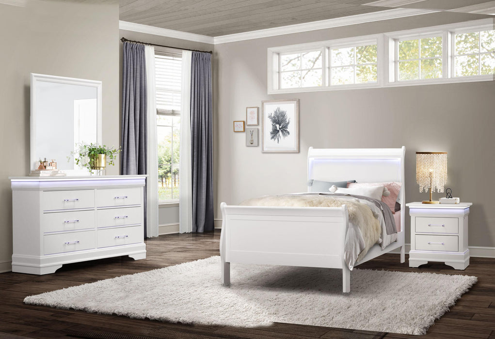 CHARLIE WHITE TWIN BED, DRESSER, MIRROR AND NIGHTSTAND - Golden Home Furniture (Columbus, OH) - Multi Location