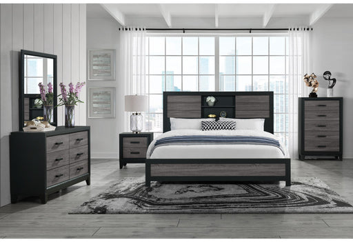 LISBON GREY/BLACK BOOKCASE KING BED GROUP - Golden Home Furniture (Columbus, OH) - Multi Location