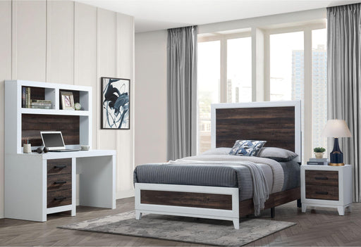 LISBON OAK/WHITE TWIN BED, DESK, NIGHTSTAND AND CHEST - Golden Home Furniture (Columbus, OH) - Multi Location