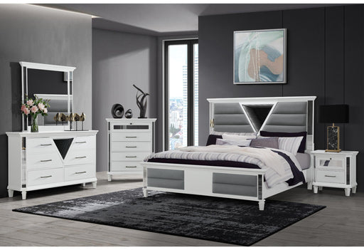 MARCO METALLIC WHITE KING BED GROUP WITH LED 3D MIRROR - Golden Home Furniture (Columbus, OH) - Multi Location
