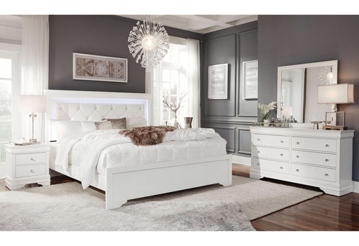 POMPEI METALLIC WHITE KING BED GROUP WITH LED - Golden Home Furniture (Columbus, OH) - Multi Location
