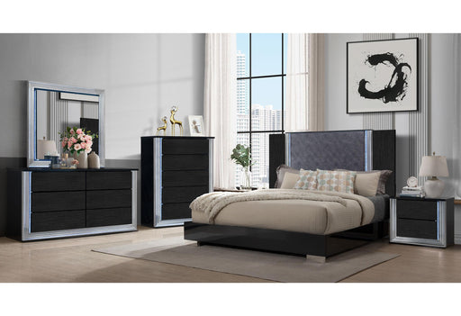 YLIME WAVY BLACK KING BED GROUP - Golden Home Furniture (Columbus, OH) - Multi Location