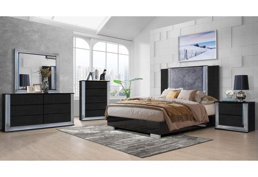 YLIME WAVY BLACK QUEEN BED GROUP - Golden Home Furniture (Columbus, OH) - Multi Location
