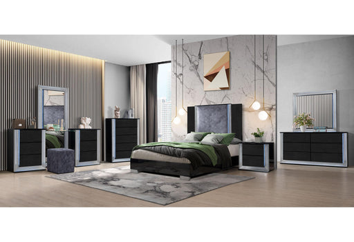 YLIME WAVY BLACK QUEEN BED GROUP WITH VANITY SET - Golden Home Furniture (Columbus, OH) - Multi Location