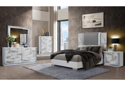 YLIME WHITE MARBLE QUEEN BED GROUP - Golden Home Furniture (Columbus, OH) - Multi Location