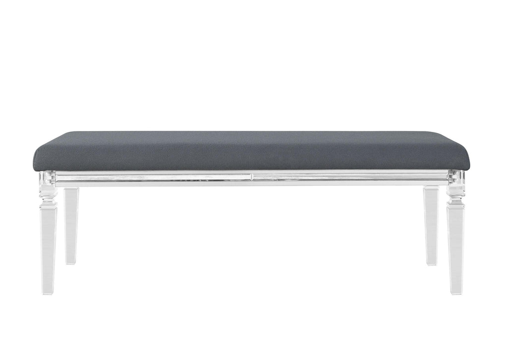 CALEB SILVER BENCH WITH ACRYLIC LEGS - Golden Home Furniture (Columbus, OH) - Multi Location