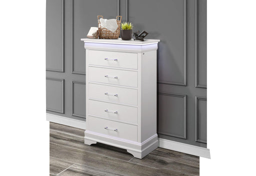 CHARLIE WHITE CHEST WITH LED - Golden Home Furniture (Columbus, OH) - Multi Location