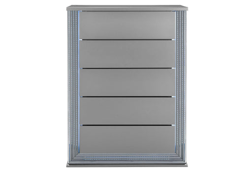 YLIME SMOOTH SILVER CHEST WITH LED - Golden Home Furniture (Columbus, OH) - Multi Location