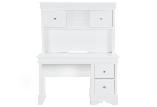 POMPEI METALLIC WHITE DESK WITH HUTCH - Golden Home Furniture (Columbus, OH) - Multi Location