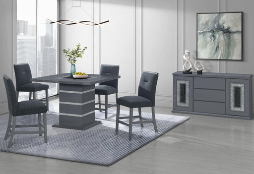 MONACO DARK GREY BAR TABLE AND 4 MONACO DARK GREY BAR STOOLS - Golden Home Furniture (Columbus, OH) - Multi Location