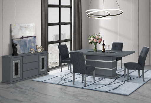 MONACO DARK GREY DINING TABLE AND 4 MONACO DARK GREY DINING CHAIRS - Golden Home Furniture (Columbus, OH) - Multi Location