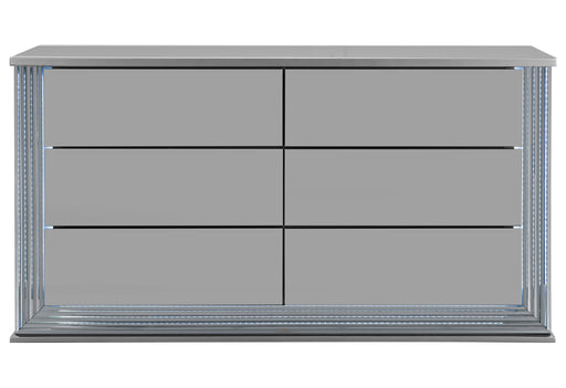 YLIME SMOOTH SILVER DRESSER WITH LED - Golden Home Furniture (Columbus, OH) - Multi Location
