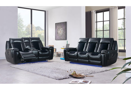 U0700 BLANCHE BLACK/VELVET POWER RECLINING SOFA / POWER CONSOLE RECLINING LOVESEAT/ POWER RECLINER WITH LED - Golden Home Furniture (Columbus, OH) - Multi Location