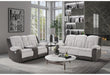 U4377 GREY/BROWN RECLINING SOFA WITH DROP DOWN TABLE/CONSOLE RECLINING LOVESEAT - Golden Home Furniture (Columbus, OH) - Multi Location