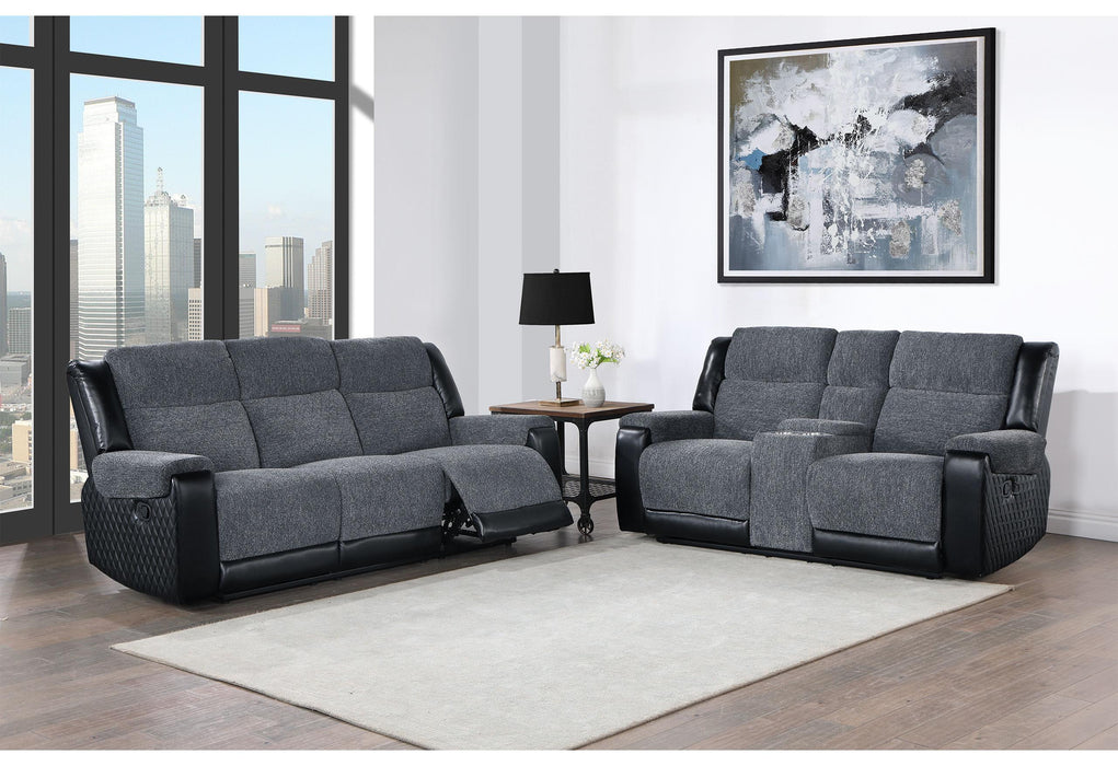 U5914 GREY/BLACK RECLINING SOFA/CONSOLE RECLINING LOVESEAT - Golden Home Furniture (Columbus, OH) - Multi Location