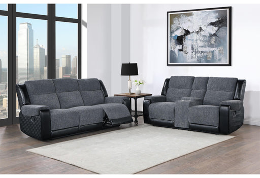 U5914 GREY/BLACK RECLINING SOFA/CONSOLE RECLINING LOVESEAT - Golden Home Furniture (Columbus, OH) - Multi Location