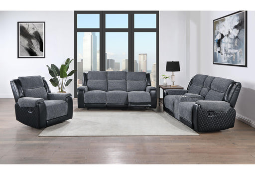 U5914 GREY/BLACK RECLINING SOFA/CONSOLE RECLINING LOVESEAT/RECLINER - Golden Home Furniture (Columbus, OH) - Multi Location
