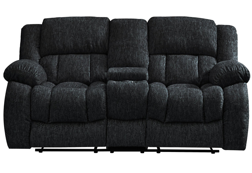 U250 EBONY CONSOLE RECLINING LOVESEAT - Golden Home Furniture (Columbus, OH) - Multi Location