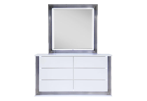 YLIME SMOOTH WHITE MIRROR WITH LED - Golden Home Furniture (Columbus, OH) - Multi Location