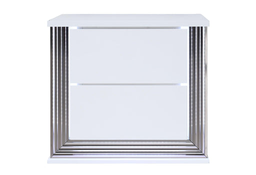 YLIME SMOOTH WHITE NIGHTSTAND WITH LED - Golden Home Furniture (Columbus, OH) - Multi Location