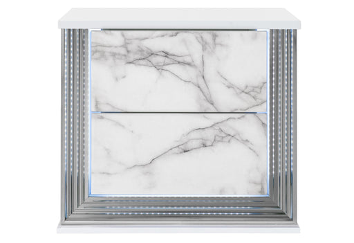 YLIME WHITE MARBLE NIGHTSTAND WITH LED - Golden Home Furniture (Columbus, OH) - Multi Location