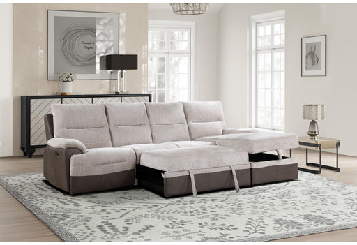 U3822 BEIGE/BROWN SECTIONAL WITH PO AND USB - Golden Home Furniture (Columbus, OH) - Multi Location